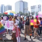 LGBT_activists_protest_during_Women's_march_Jakarta_2018